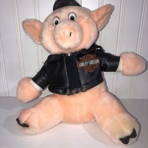 Harley-Davidson Motorcycles Biker Buddy 11" Hog Pig Faux‎ Leather Jacket & Hat
